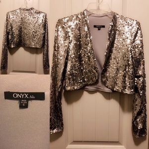 Onyx brand Silver Sequin long sleeve jacket
